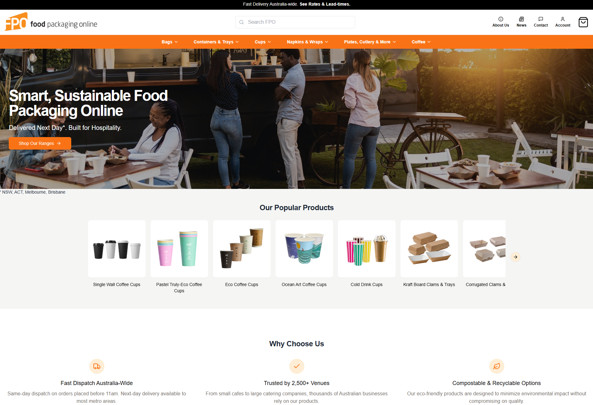 Food Packaging Online e-commerce website showcase
